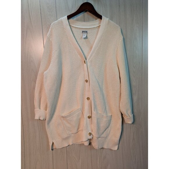 Duluth Trading Women's Fisherman Long Cardigan Sz 3X 3XL Oatmeal Button - Picture 1 of 6